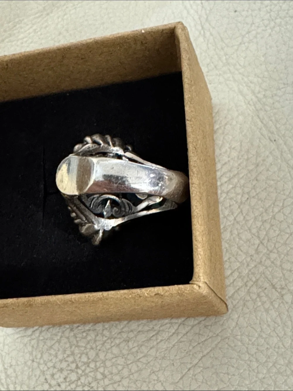 Sterling silver  Filigree Ring with topaz Teardrop BlueStone.